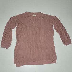 Ambiance Apparel Size Small Pink Long Sleeve V-Neck Long Oversized Sweater